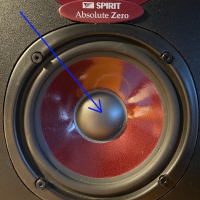 Plastic dust-cap for Spirit Absolute Zero woofer