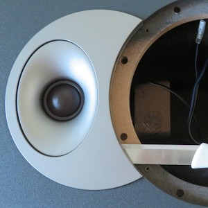 Replacing Jamo Studio7 tweeter (S7-15B, S7-17B, S7-25F & S7-27F): carefully remove the tweeter trim plate to gain access to the tweeter's screws.