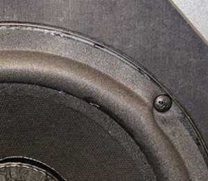 Cut the foam surround around the screw holes. Otherwise, the foam surround may deform when tightening the screws if you don't use washers.