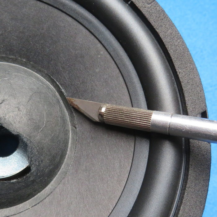 Ersatz der Lautsprecher-Staubkappe - Die alte Staubkappe muss entfernt werden