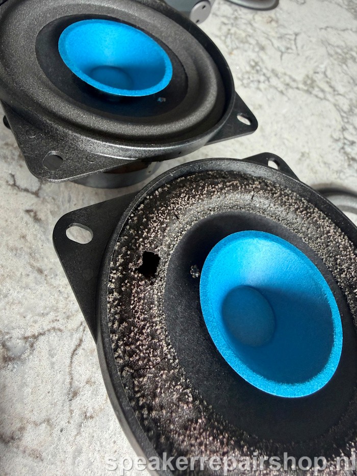 Blaupunkt DL 1030 before and after the repair (new foam surround)