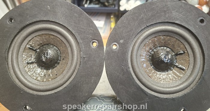 Keesonic KRF midranges with new foam surrounds mounted.