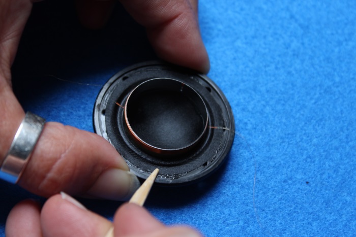 B&W N801S (TS26 80) tweeter repair: glue the replacement diaphragm to the tweeter frame