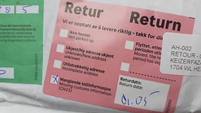 Norway no longer allowsinternational shipping of goods by letter post