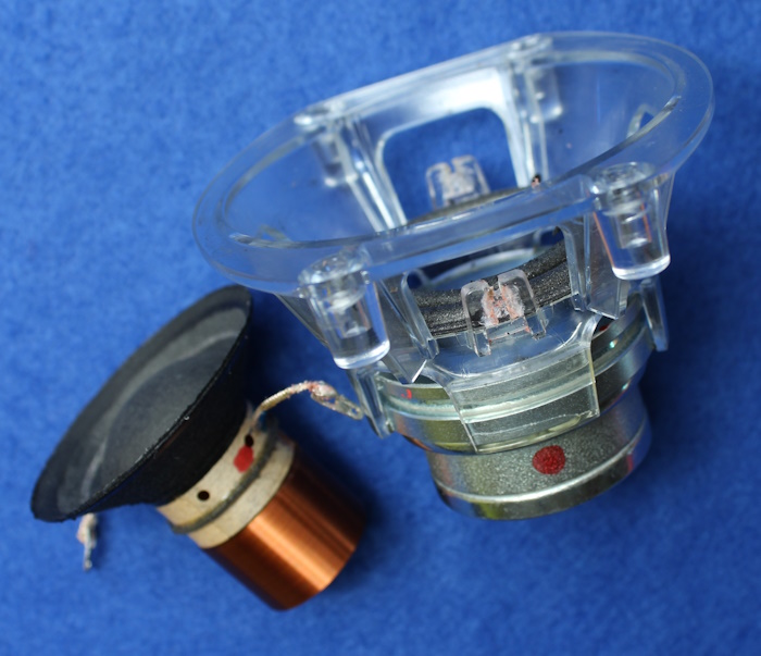 Overhauling JBL Atlas woofer: remove the interior (voice coil & cone) from the woofer frame