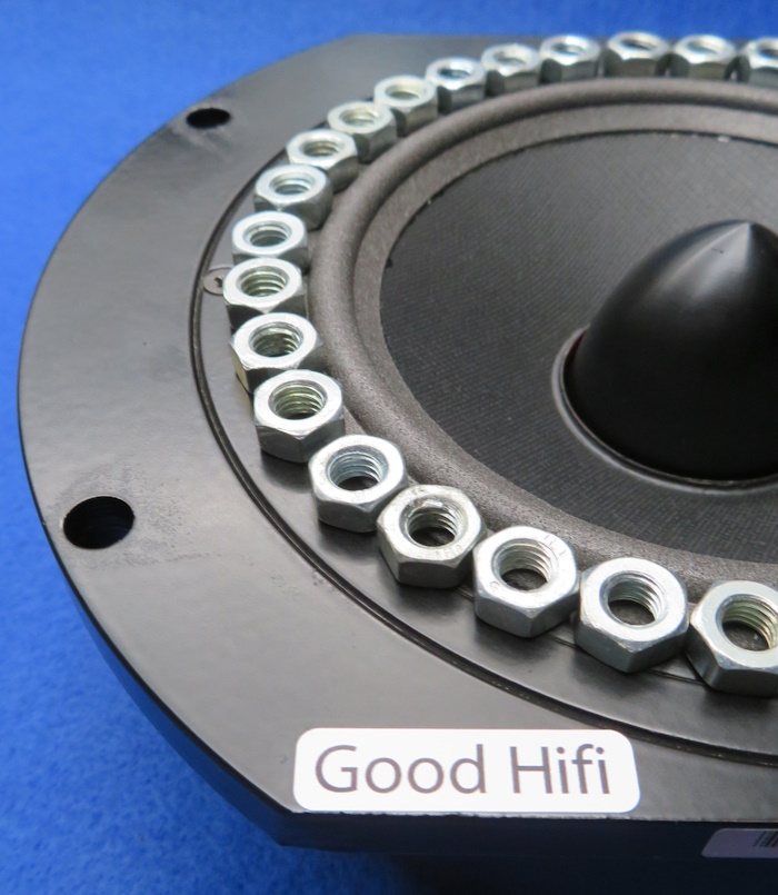 New foam surround for Genelec M604289631 woofer - a weight makes adhesion of the foam surround and woofer frame easier