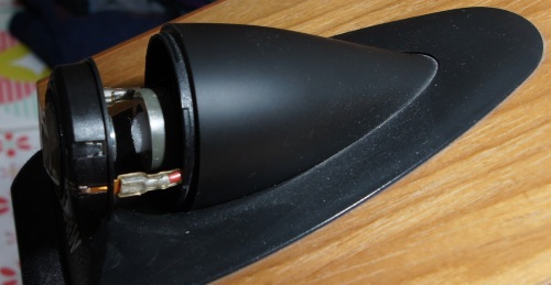 B&W CDM1NT: tweeter, aansluitdraden en metalen 'nautilus hoorn'