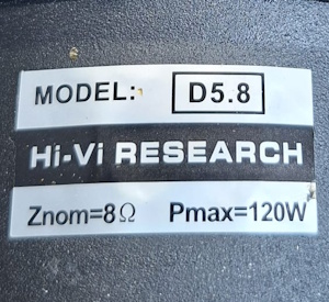 Hi-Vi Research Model D5.8 woofer sticker