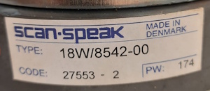 Scan Speak sticker 18W/8542-00 woofer