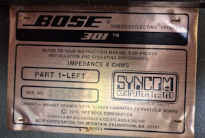 Bose 301 sticker